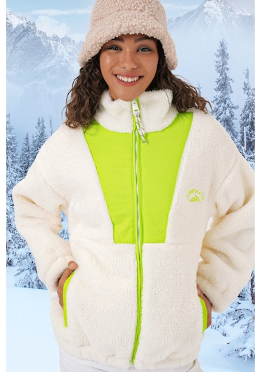 Bigdart 5194 Kadın Peluş Mont Ceket - Yeşil