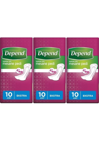 Depend Kadın Mesane Pedi Ekstra 3 x 10'Lu