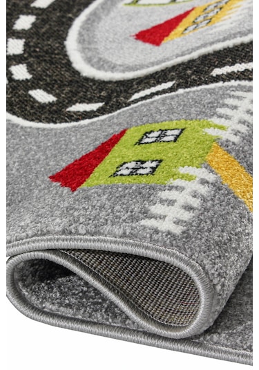 Konfor Halı 3 Boyutlu Gri Trafik Arabalı Ana Okulu Kreş Halısı Dokuma Çocuk Oyun Halısı