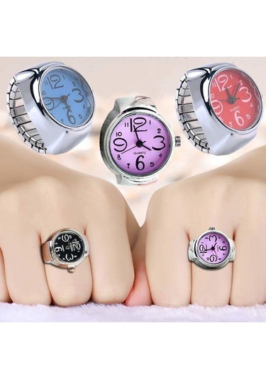 Mavi İzle Yüzük Erkekler Kadınlar Için Parmak Yuvarlak Kuvars Takı Paslanmaz Çelik Yüzük Sevgilisi Çifti Saatler Mavi