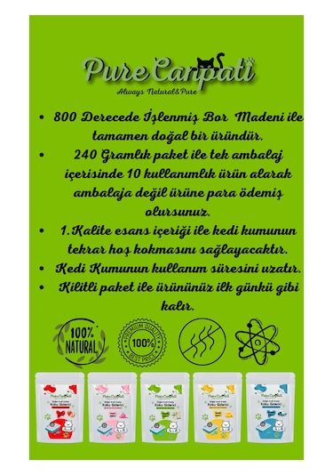 Purecanpati Kedi 5 Çeşit Karışık Krema ve Kedi Kumu Koku Giderici