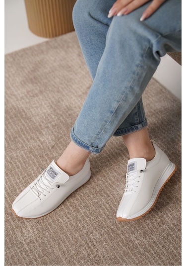 D0112 Günlük Ortopedik Kadın Sneaker Spor Ayakkabı Beyaz