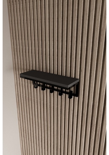 Aju Modern Portmanto Duvar Tipi Askılık Ve Raf Ceket Şemsiye Çanta Havlu Elbise Posta Koridor Askısı Siyah