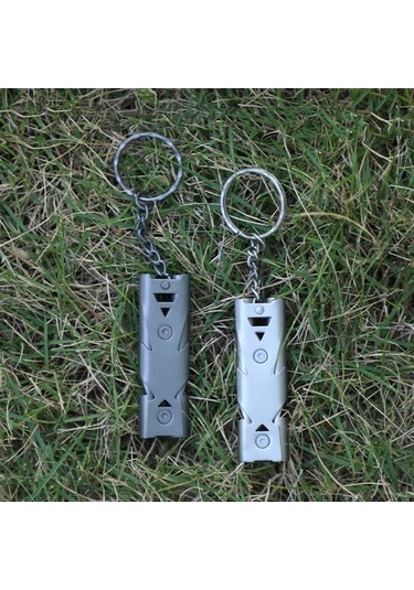 Çift Tüplü Hayatta Kalma Düdüğü 150db Yüksek Desibel Ağır Hizmet Paslanmaz Çelik Taşınabilir Gri