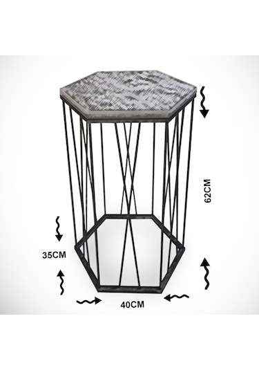 Cetrus Beyaz Mermer Yan Sehpa & Servis Sehpası Metal Marmo