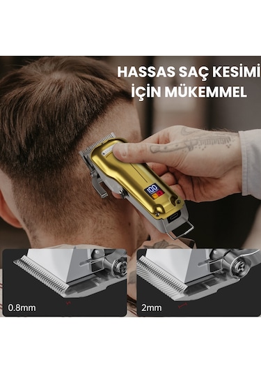 Enchen Boost 3 Gold Ayarlanabilir Başlıklı Dijital Göstergeli Şarjlı Profesyonel Saç Kesim Makinesi