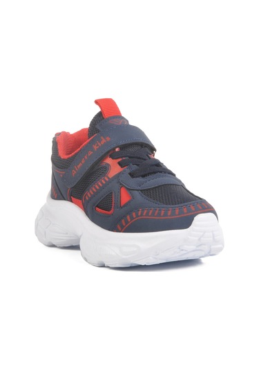 Lacivert Cırtlı Fileli Unisex Çocuk Spor Ayakkabı 1500 P Lacivert-kırmızı Lacivert - Kırmızı