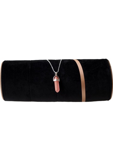 Gül Kuvars Taşı Dağal Çivi Kolye Ve Zincir Pembe