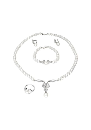 Chavin Inci Gümüş Kolye Küpe Bileklik Yüzük Takım Set Ds35