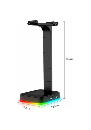 Sones Rgbd9 Rgb Kulaklık Standı Renk Değiştiren Oyuncu Kulaklığı Standı Çift Usb Bağlantı Noktalı Oyuncu Kulaklığı Ekran Standı Siyah