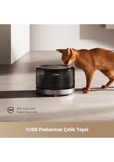 MOVA WF20 Pro Evcil Hayvan Su Pınarı 3L Kapasite Paslanmaz Çelik Ultra Sessiz