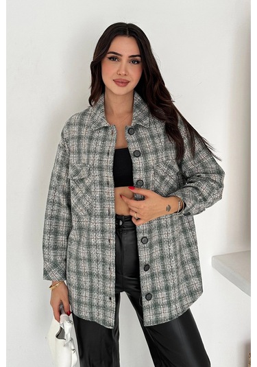 Çift Cep Ekose Gömlek Yeşil Yeşil