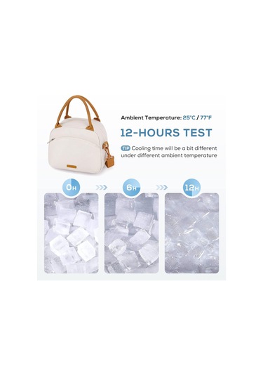 Neevoyu Bej 9.4l Sızıntısız Polyester Öğle Yemeği Çantası + Paslanmaz Çelik Kaşık-çatal 3'lü Set Bej