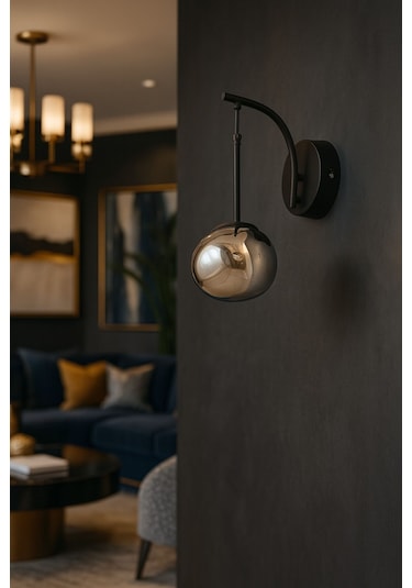 Rainbow Aplik Asimetrik Krom Camlı Dekor Aydınlatma İçin Modern Sarkıt Aplik - Loş Işık Verir Gri