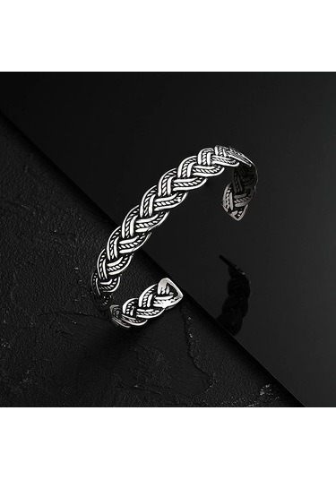 925 Ayar Gümüş Modern Unısex Kelepçe Bileklik Gümüş