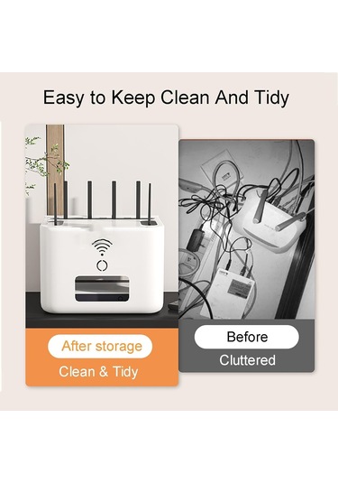 Wi-fi Yönlendirici Kutusu + Kablo Yönetimi 2'si 1 Arada, Organize Güç Şeridi Kablo Hider Rafı, Plastik Organizatör