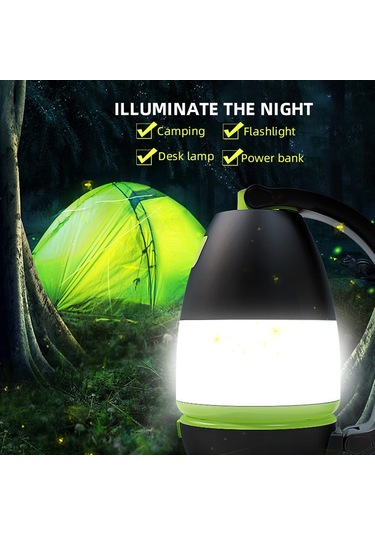 Soulader Taşınabilir Şarjlı Led Kamp Işığı 350 Lümen Parlaklık Suya Dayanıklı Outdoor Aydınlatma Yeşil