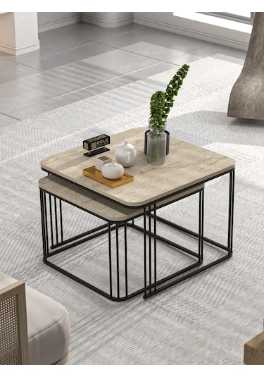 Orta Sehpa İkili Alize Traverten Bej