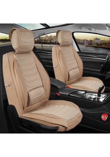 Citroen C-elysee Uyumlu Lüx Deri Oto Koltuk Kılıfı Ön/arka Set Bej Fs