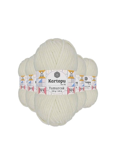 5 Adet Yumurcak Kadife El Örgü İpi Kırık Beyaz K011