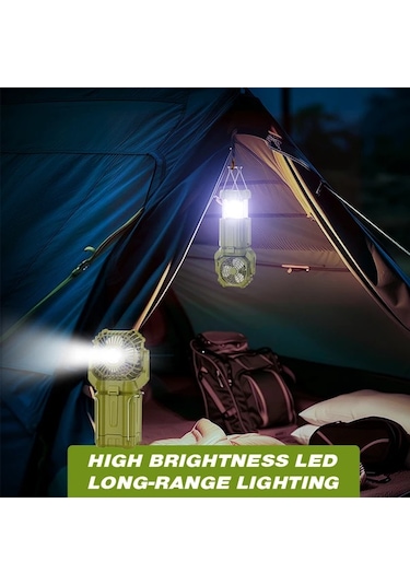 Dashanshop Kamp Işıklı Usb Şarjlı Taşınabilir Fan Solar Mavi 1200mah