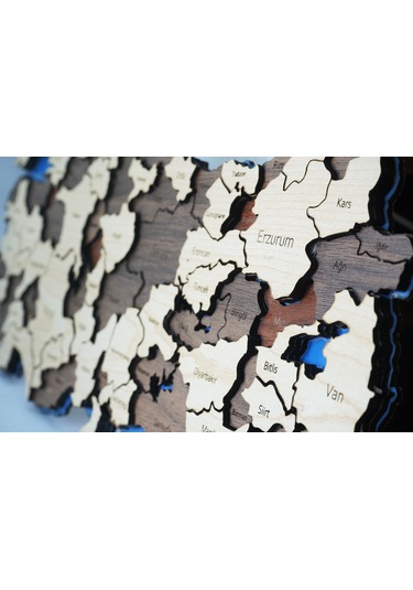 X3 Boyutlu 3d Ahşap Mdf Dekoratif Detaylı Türkiye Haritası Duvar Dekoru Tablosuz -
