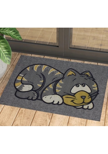 Kedi Desenli Kauçuk İç Ve Dış Kapı Önü Paspası 45x70