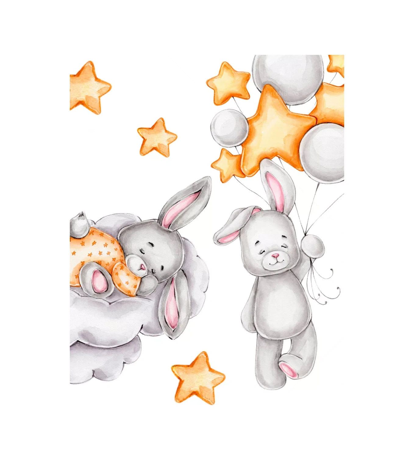 Artenuevo Çocuklar İçin İç Mekan Çıkartmaları Uyuyan Tavşanlar Ve Ayıcıklar 152778265 Açık Mavi