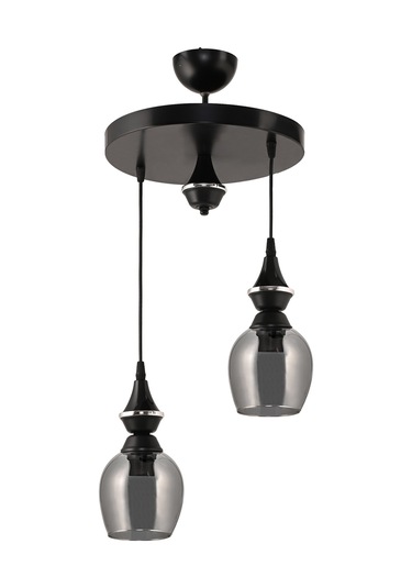 Dd İkili Pera Sarkıt Avize Füme Camlı Siyah2