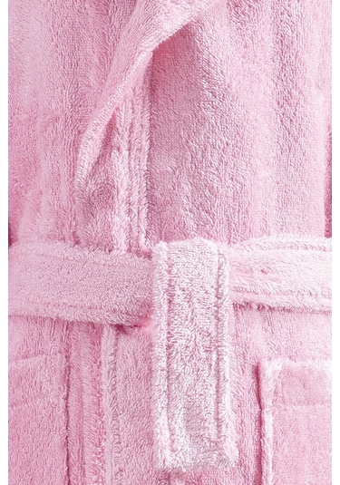 Ashley Pembe Kapüşonlu Bambu Kız Çocuk Bornozu Pembe