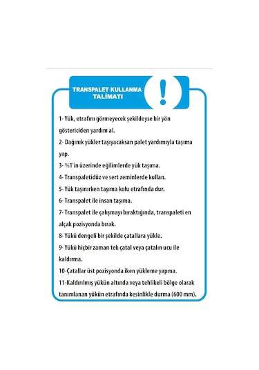Transpalet Kullanım Talimatı Sticker 20x28 Cm