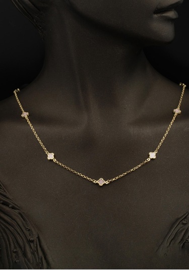 Bilezikci Pembe Yoncalı 14 Ayar Kolye Bileklikli Altın Set