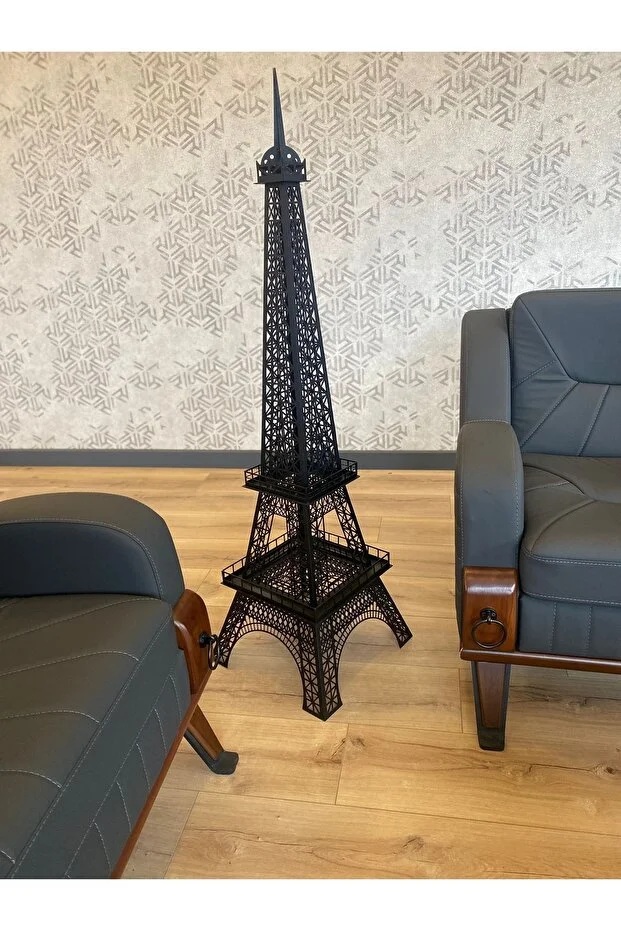 Metal Eyfel Kulesi Cnc Kesim 120 Cm Siyah