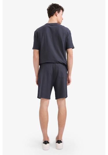 DeFacto %100 Pamuk Relax Fit Twill Dokulu Cepli Şort E2590AX25SMAR214