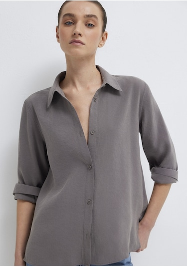 Mavi - Tencel Tm Liyosel Karışımlı Antrasit Gömlek 1211374-90721 Antrasit