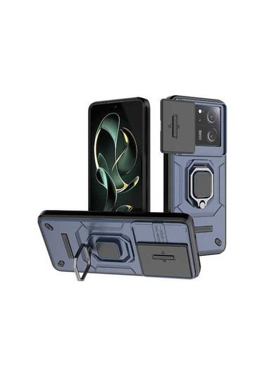 Moda Redmi 60 Ultra / 13t / 13t Pro Arka Lens Kapaklı Pc + Tpu Kickstand Telefon Kılıfı