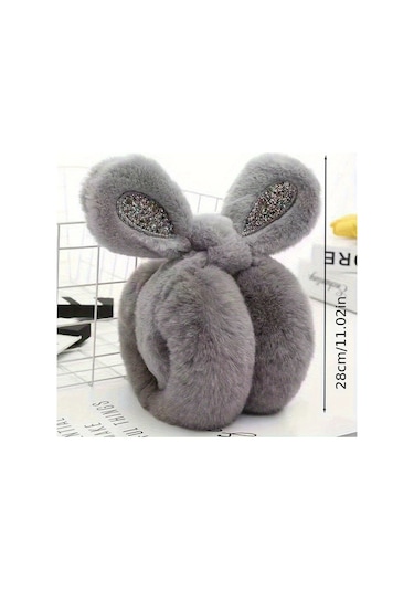 Elmpaly Tooth Pink 1 Adet Peluş Tavşan Kulaklık Yumuşak Esnek Parıltılı Kışlık Hafif