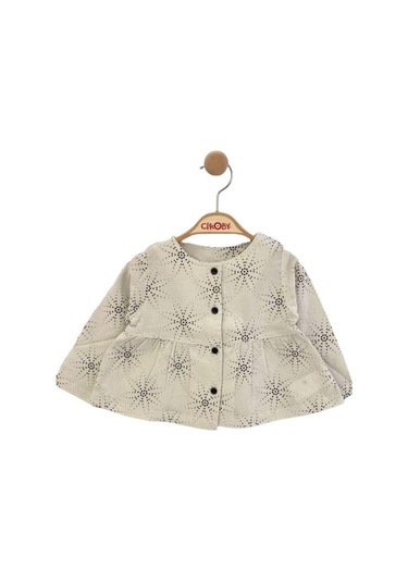 Kız Bebek Çocuk Düğmeli Desenli Gömlek-13868 Siyah