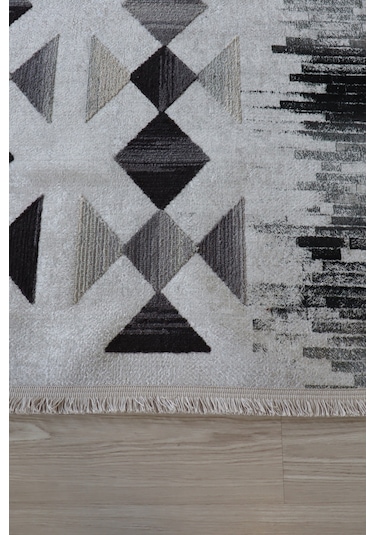 Gri Kilim Dekoratif Salon Halısı Makinada Yıkanabilir Mutfak Halı