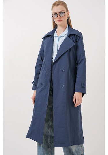 Bigdart 5938 Kruvaze Yaka Trençkot - Lacivert
