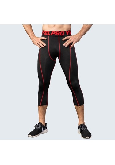 Tongxida Türk Erkek Kırpılmış Pantolon Koşu Tayt Spor Eğitim 3/4 Kısa Pantolon Sıvırlar Spor Salonu Lacivert Lacivert