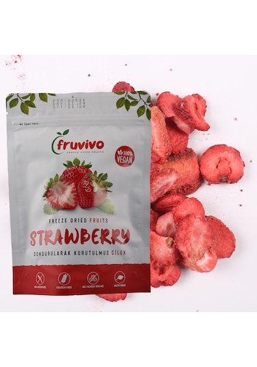 Dondurularak Kurutulmuş Çilek, 15 Gr %100 Vegan, Glutensiz