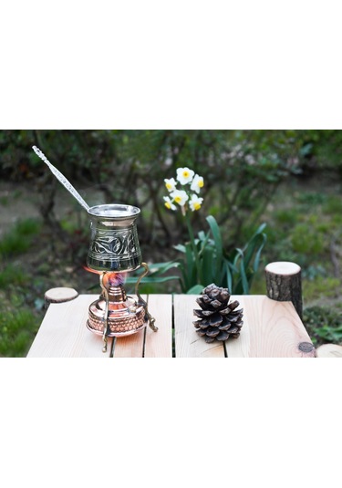 İşlemeli Klasik Cezve No:2 Beyaz