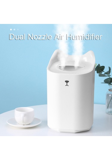 Leezsing Beyaz Usb Nemlendirici 3.3l, Süper Sessiz Çift Sprey, 3 Sprey Modu, Renkli Işık, Akıllı Ateş Koruması