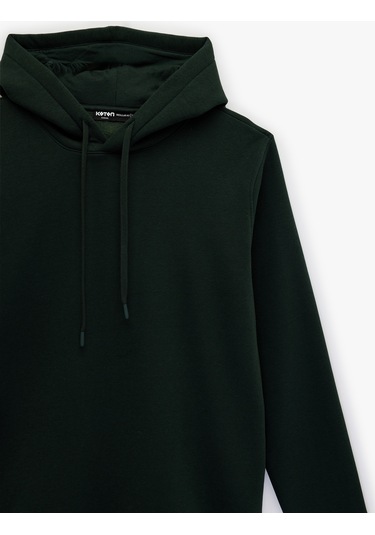 Koton Şardonlu Uzun Kollu Basic Kapşonlu Sweatshirt Yeşil 6wam70015mk Koyu Yeşil
