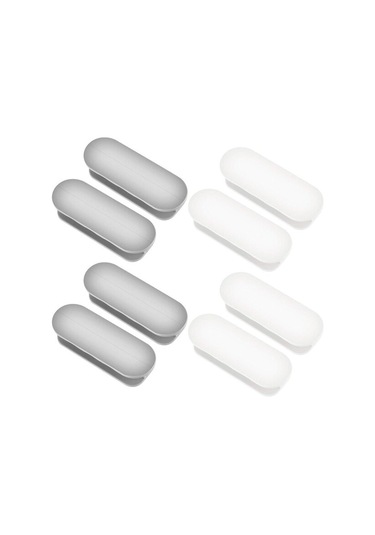 Tutacak Seti Yapışkanlı Sürgülü Kapı Kolları, Pencere Kolları - Beyaz + Gri 4 Adet.