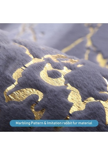 Fortunelane Siyah Mermer Desenli Yumuşak Tavşan Kürkü Banyo Halısı - Su Absorban, Kaymaz Altlı, Makine Yıkama Uygun, 40x60 Cm Siyah
