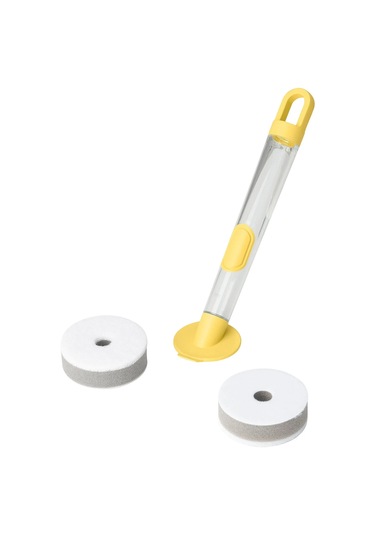 Süngerli Deterjan Hazneli Bulaşık Fırçası Ikea Saplı Fırça Sarı