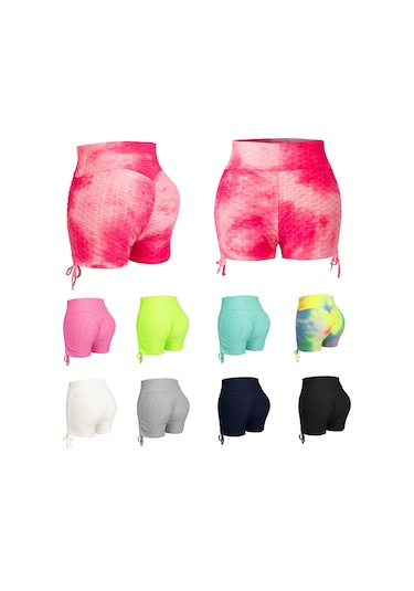 Skycity Yüksek Bel Yoga Şortu - Nefes Alabilen Kumaş, Yan Bağcıklı, Spor Ve Koşu İçin Beyaz