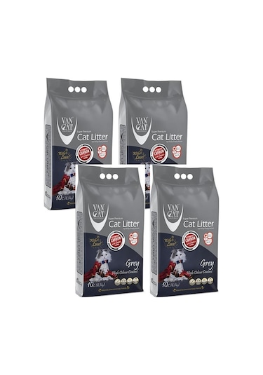 Vancat Aktif Karbon Kokusuz Bentonit Kedi Kumu 4 x 10 L